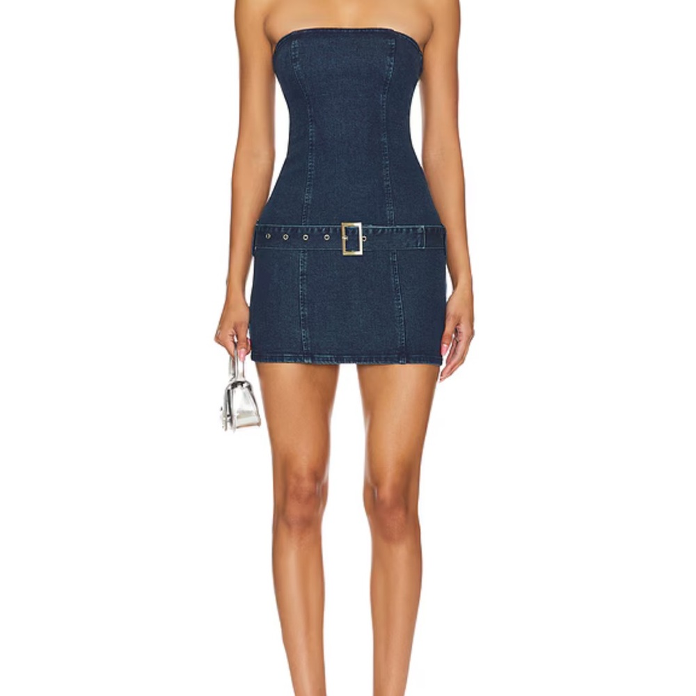 Superdown Denim Strapless Mini Dress